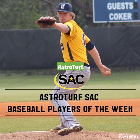 The South Atlantic Conference Announces AstroTurf SAC Baseball Player and Pitcher of the Week, April 18