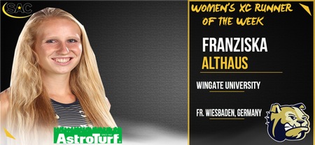 Wingate's Althaus Named South Atlantic Conference AstroTurf Women's Cross Country Runner of the Week