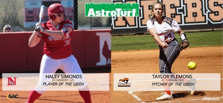 The South Atlantic Conference Announces AstroTurf Softball Player and Pitcher of the Week Honors