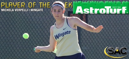 Wingate's Verpelli Named South Atlantic Conference AstroTurf Women's Tennis Player of the Week